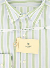 Luigi Borrelli Green Striped Shirt - Slim - 15.75/40 - (DR461RALPH)