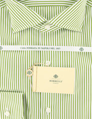 Borrelli Green Striped Shirt - Extra Slim - 17/43 - (EV5137NANDO)