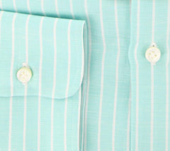 Luigi Borrelli Green Striped Shirt - Slim - 15.75/40 - (DR457RALPH)