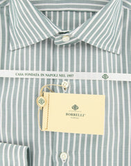 Luigi Borrelli Green Striped Shirt - Extra Slim - 15.75/40