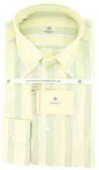 Luigi Borrelli Green Striped Shirt - Slim - 15.75/40 - (DR1578OVIDIO)