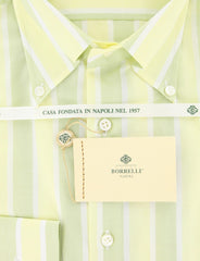 Luigi Borrelli Green Striped Shirt - Slim - 16/41 - (DR1578OVIDIO)