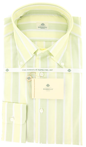 Luigi Borrelli Green Striped Shirt - Slim - 17/43 - (DR1578OVIDIO)