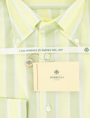 Luigi Borrelli Green Striped Shirt - Slim - 17/43 - (DR1578OVIDIO)