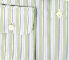 Borrelli Green Button Down Collar Plain Weave Shirt - Slim Fit - 15/38