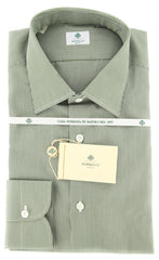 Luigi Borrelli Olive Green Striped Shirt - Extra Slim - 15.75/40 - (GB5918)