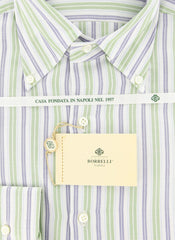 Luigi Borrelli Green Striped Cotton Shirt - Slim - (GB5924) - Parent