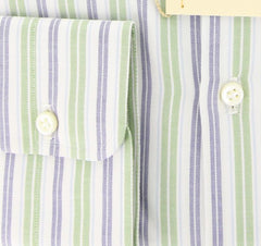 Luigi Borrelli Green Striped Cotton Shirt - Slim - (GB5924) - Parent