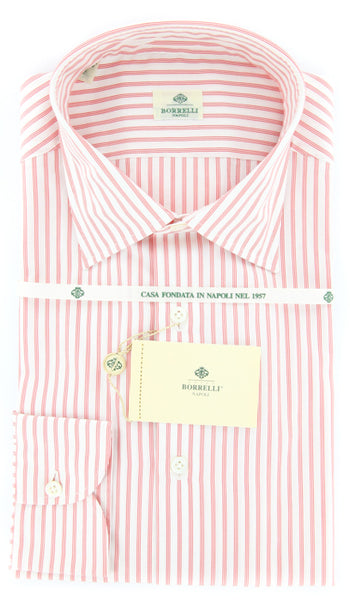 Luigi Borrelli Red Striped Cotton Shirt - Extra Slim Fit - 16.5/42