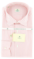 Luigi Borrelli Red Striped Cotton Shirt - Extra Slim Fit - 16.5/42