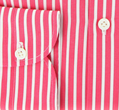 Luigi Borrelli Pink and Burgundy Striped Shirt - Extra Slim - 15.75/40
