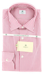 Borrelli Pink and Burgundy Striped Shirt - Extra Slim Fit - 15.5/39