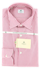 Borrelli Pink, White and Burgundy Striped Shirt - Extra Slim - 15.75/40