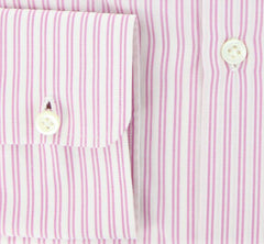 Borrelli Pink Striped Shirt -Fancy Weave Medium Spread Collar- 15.75/40