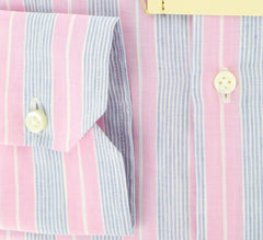 Luigi Borrelli Pink and Light Blue Striped Shirt 16/41