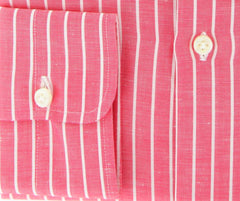 Borrelli Red Plain Weave with Natural Slubs Shirt - Slim Fit - 16.5/42