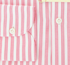 Luigi Borrelli Red Medium Spread Striped Cotton Shirt 15.75/40