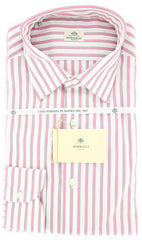 Luigi Borrelli Pink and Navy Blue Striped Shirt 17/43