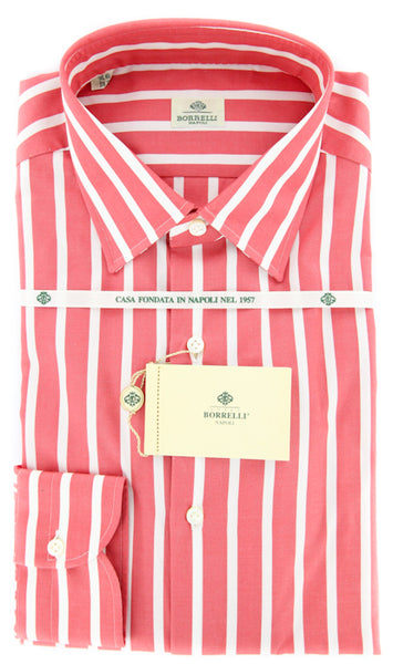 Luigi Borrelli Red Cotton Shirt - Slim Fit - 15.75/40