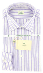 Luigi Borrelli Purple Shirt - Plain Weave with Natural Slubs - 15.75/40
