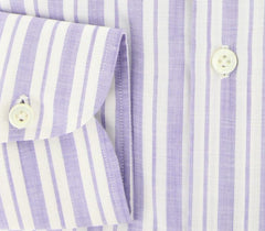 Luigi Borrelli Purple Shirt - Plain Weave with Natural Slubs - 15.75/40