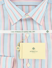Borrelli Light Blue, Brown and Pink Shirt - Slim Fit - Shirt 16/41