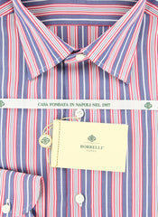 Luigi Borrelli Red Striped Fancy Weave Shirt - Slim Fit - 16.5/42