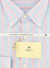 Luigi Borrelli Light Blue Striped Cotton Shirt - Slim - (GB6389) - Parent
