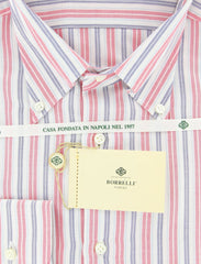 Luigi Borrelli Red Button Down Collar Cotton Shirt 18.5/46