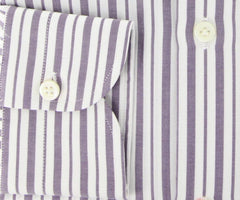 Borrelli Purple and White Striped Shirt - Extra Slim Fit - 15.5/39