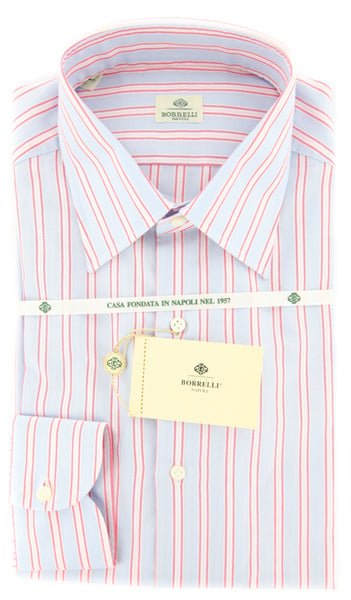 Borrelli Light Blue Striped Shirt - Slim - 15.75/40 - (DR1670PAOLO)