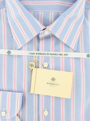 Borrelli Light Blue Striped Shirt - Narrow Spread Collar - 15.75/40