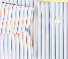 Luigi Borrelli Light Blue Striped Shirt - Slim Fit Plain Weave - 17/43
