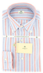 Borrelli Light Blue Striped Shirt - Slim - 15.5/39 - (DR412RALPH)