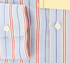 Borrelli Light Blue Striped Shirt - Slim - 15.5/39 - (DR412RALPH)