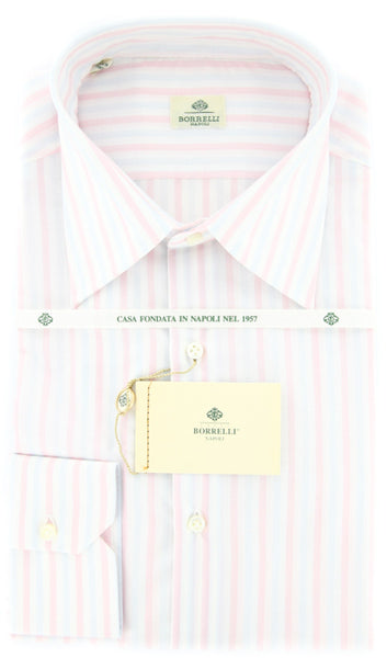Luigi Borrelli Pink Striped Shirt - Slim - 15.75/40 - (DR1812NICOLA)