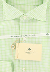 Borrelli Green Cotton Plain Weave Shirt -Extra Slim Fit - 15.75/40