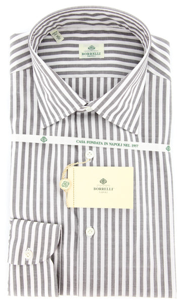 Borrelli Brown Striped Shirt - Extra Slim - 16/41 - (EV5170LEONARDO)