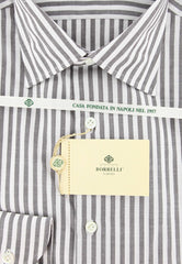 Borrelli Brown Striped Shirt - Extra Slim - 16/41 - (EV5170LEONARDO)