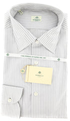 Borrelli Gray Striped Shirt - Extra Slim - 17/43 - (EV5188LEONARDO)