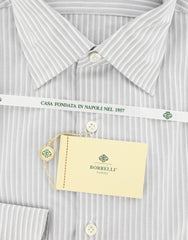 Borrelli Gray Striped Shirt - Extra Slim - 17/43 - (EV5188LEONARDO)
