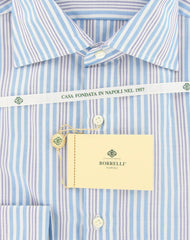 Borrelli Light Blue Striped Shirt - Extra Slim - 15.75/40 - (EV4900ROY)