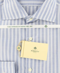 Borrelli Blue Striped Shirt - Extra Slim - 16/41 - (EV4977ROY)