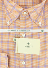 Luigi Borrelli Orange Shephard's Check Shirt - Slim Fit - 15.75/40