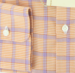 Luigi Borrelli Orange Shephard's Check Shirt - Slim Fit - 15.75/40
