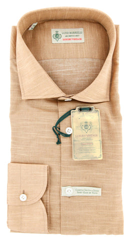 Luigi Borrelli Brown Shirt – Size: 18 US / 45 EU