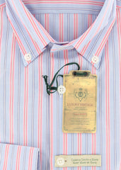 Luigi Borrelli Light Blue Striped Shirt - Extra Slim - (GB8292) - Parent
