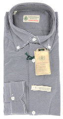 Luigi Borrelli Navy Blue Striped Shirt - M/M - (MA2820072STEFANO)