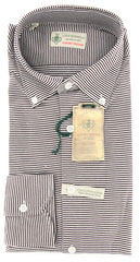 Borrelli Brown Striped Shirt - Extra Slim - S/S - (MA2820060STEFANO)