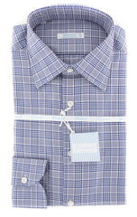 Giampaolo Dark Blue Plaid Shirt - Extra Slim - 15.5/39 - (608GP-2061-75)